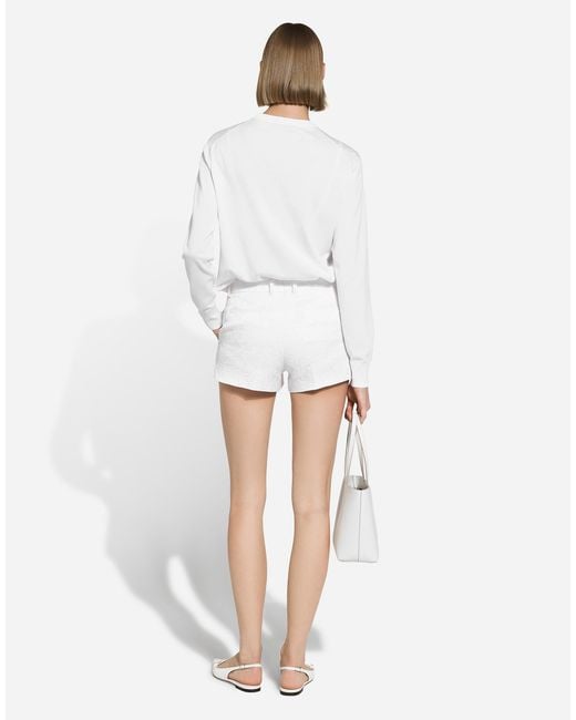 Dolce & Gabbana White Brocade Shorts