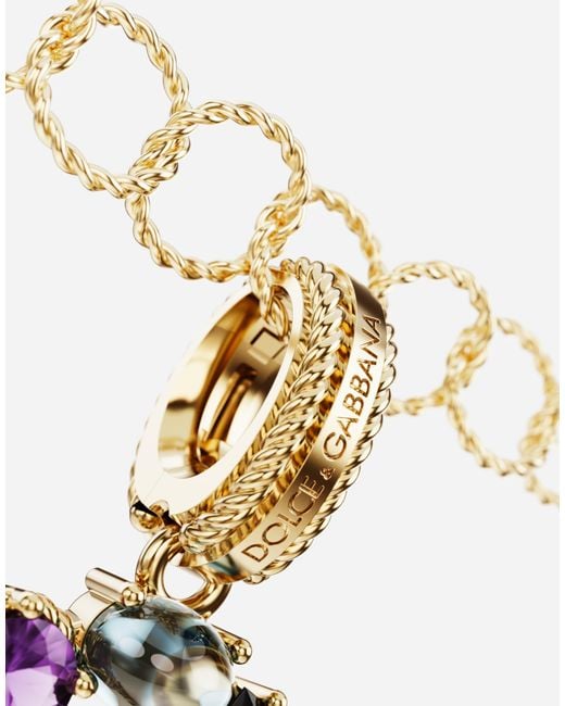 Dolce & Gabbana White Charm 0 Lettering 18-Carat And Multicolored Gems