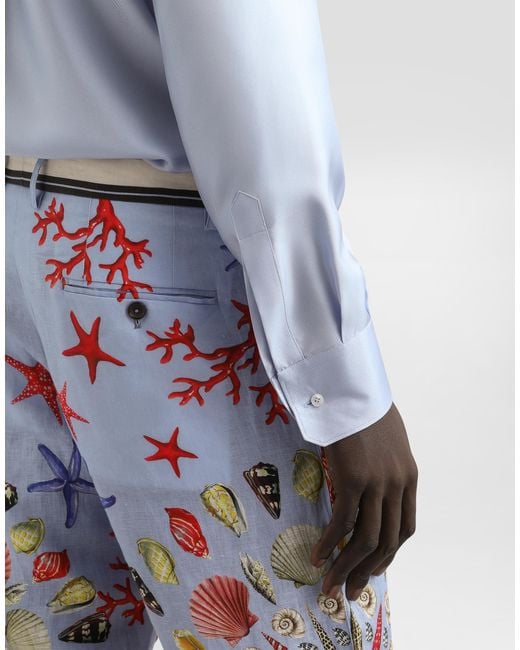 Dolce & Gabbana Blue Silk Dress Shirt for men