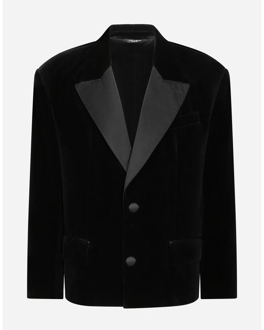 DOLCE & GABBANA ベルベットジャケット ブラック Dolce & Gabbana メンズ ブラック ベルベット オーバーサイズ シングル