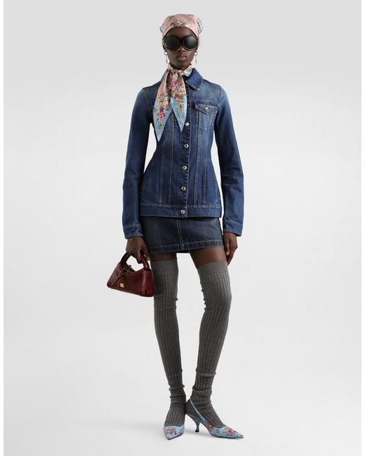 Dolce & Gabbana Blue Denim Single-Breasted Jacket