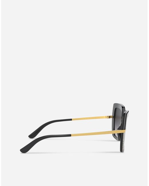 Dolce & Gabbana Black Half Print Sunglasses