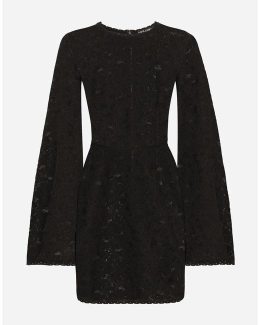 Dolce & Gabbana ショートドレス レースニット ワイドスリーブ Black
