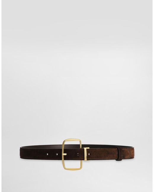 Dolce & Gabbana White Split Calfskin Belt With Dg Logo