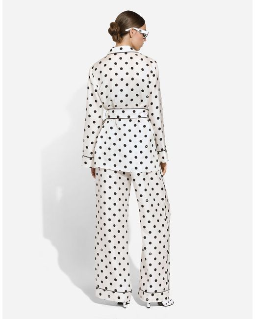 Dolce & Gabbana ドットプリント シルク パジャマパンツ White