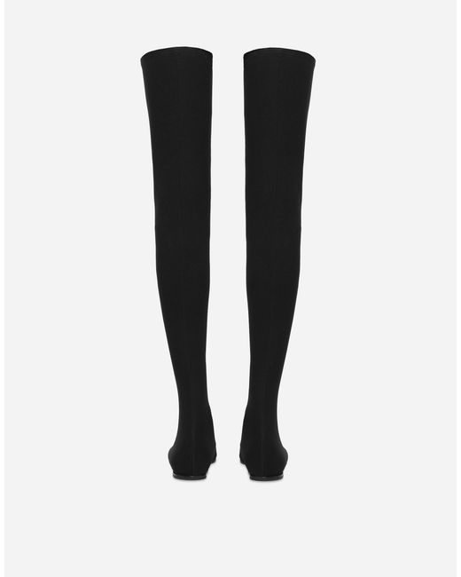 Dolce & Gabbana White Stretch Over-The-Knee Boots