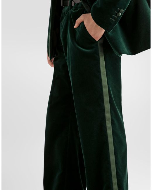 Dolce & Gabbana Green Velvet Trousers for men