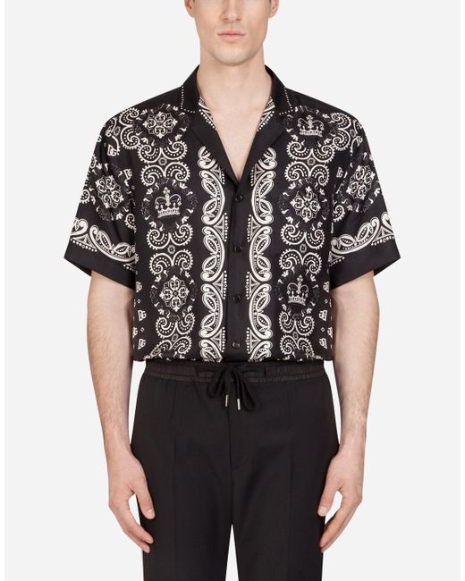 Dolce & Gabbana Hawaii-Hemd Mit Bandana-Print in Black für Herren