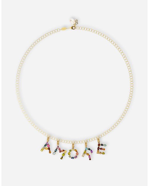 Dolce & Gabbana White Charm Y Lettering 18-Carat And Multicolored Gems