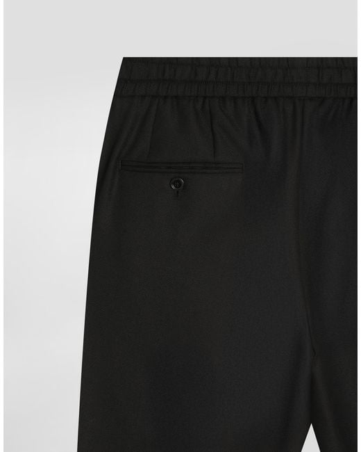 Dolce & Gabbana Black Garment-Dyed Wool Joggers for men