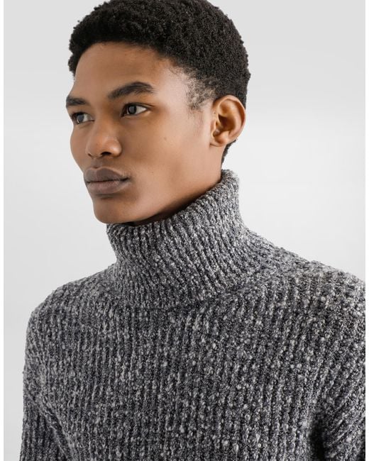 Dolce & Gabbana Gray Wool Turtleneck for men