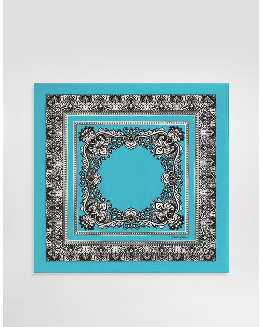 Fular De Seda Con Estampado Licores Dolce & Gabbana de hombre de color Blue