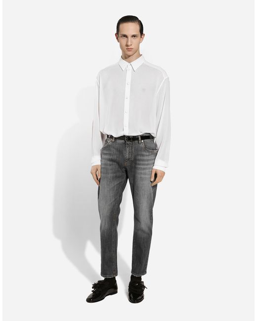 メンズ Dolce & Gabbana シルク シャツ White