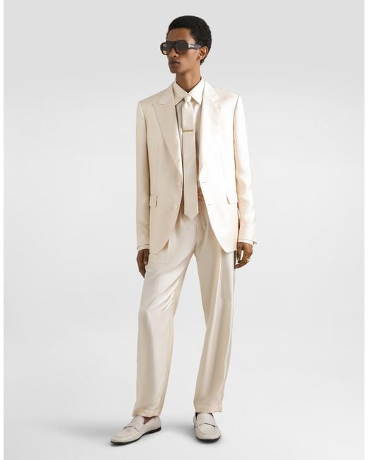 Dolce & Gabbana Natural Silk Trousers for men