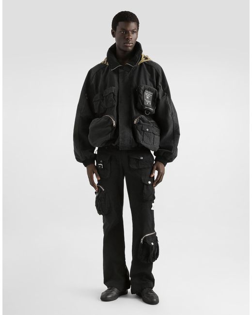 Dolce & Gabbana Black Waxed Natté Bomber Jacket for men