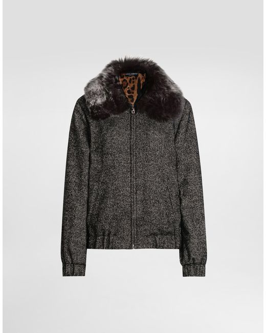 Dolce & Gabbana Black Wool Chevron Jacket