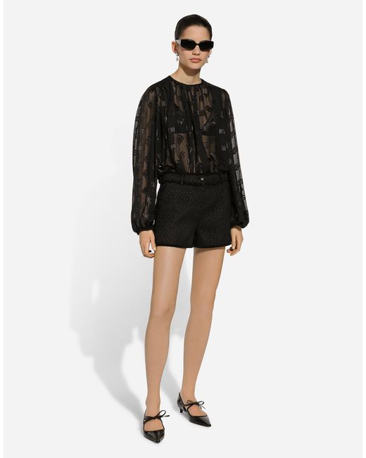 Dolce & Gabbana Black Raschel Tweed Shorts