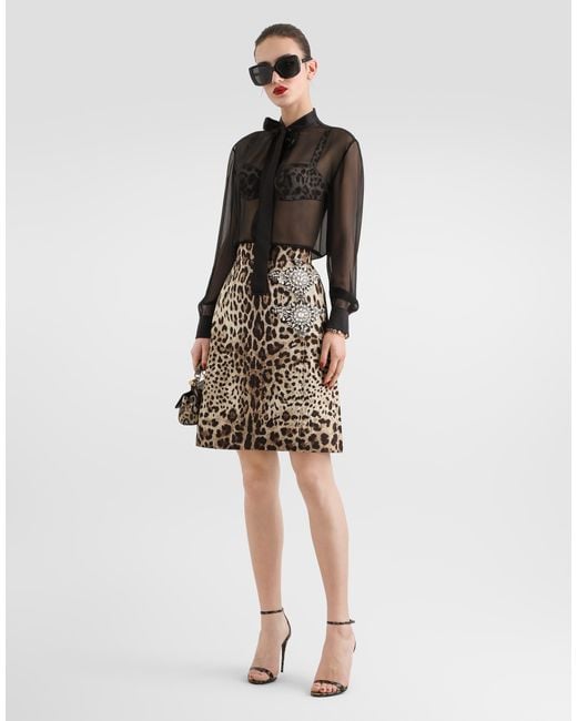Dolce & Gabbana Black Silk Chiffon Shirt With Pussy-Bow