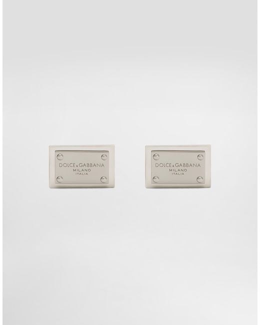 Dolce & Gabbana White Cufflinks With Logo Tag for men