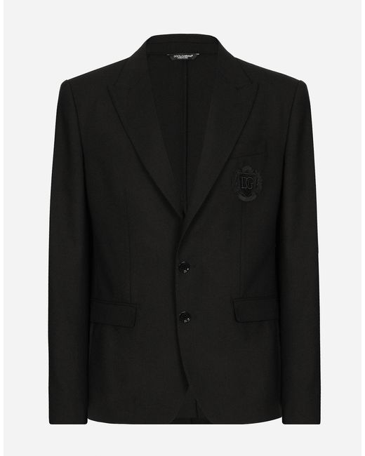 メンズ Dolce & Gabbana Single-Breasted Wool Taormina-Fit Jacket With Dg Patch Black
