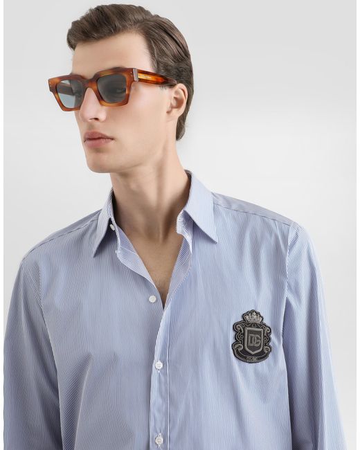 Dolce & Gabbana Blue Striped Martini Shirt for men