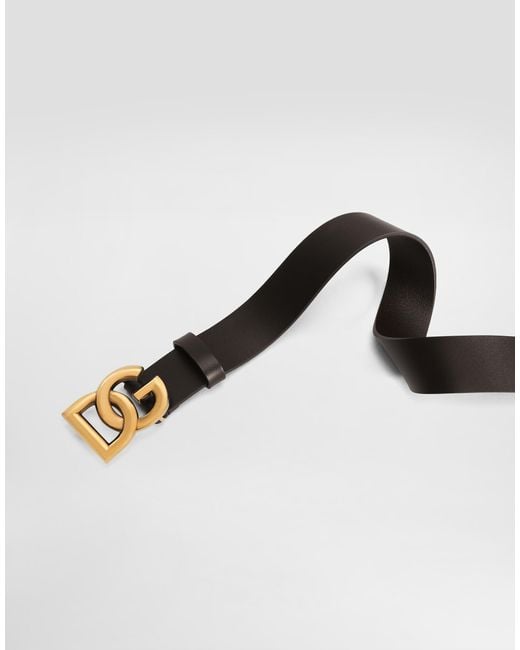 Dolce & Gabbana Black Lux Leather Belt With Crossover Dg Logo Buckle for men