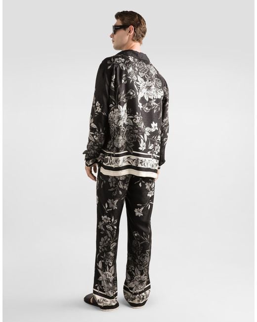 Flower Bouquet-Print Vanity Jacquard Twill Trousers Dolce & Gabbana de hombre de color Black