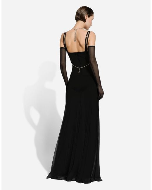 Dolce & Gabbana Black Long Tulle Slip Dress
