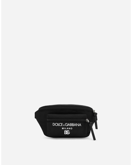 Dolce & Gabbana Black Nylon Belt Bag With Milano Print for men