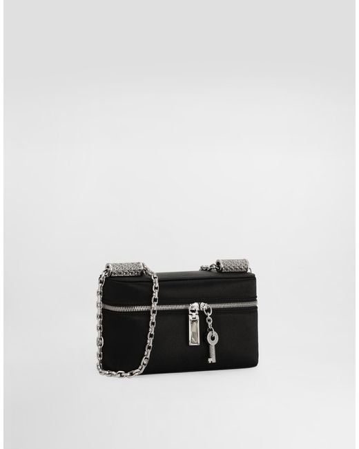 Dolce & Gabbana White Sicily Medium Satin And Pavé Tubes Shoulder Bag