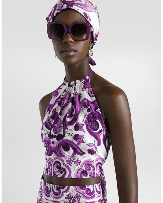 Dolce & Gabbana Purple Stretch Silk Top