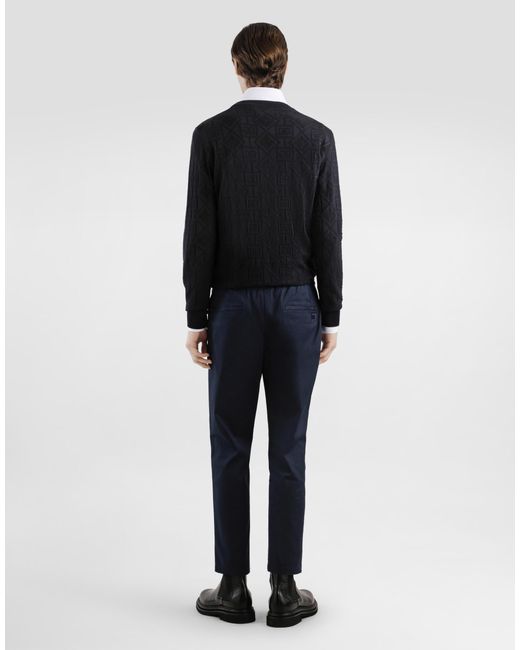 Dolce & Gabbana Blue Stretch Cotton Gabardine Jogging Trousers for men
