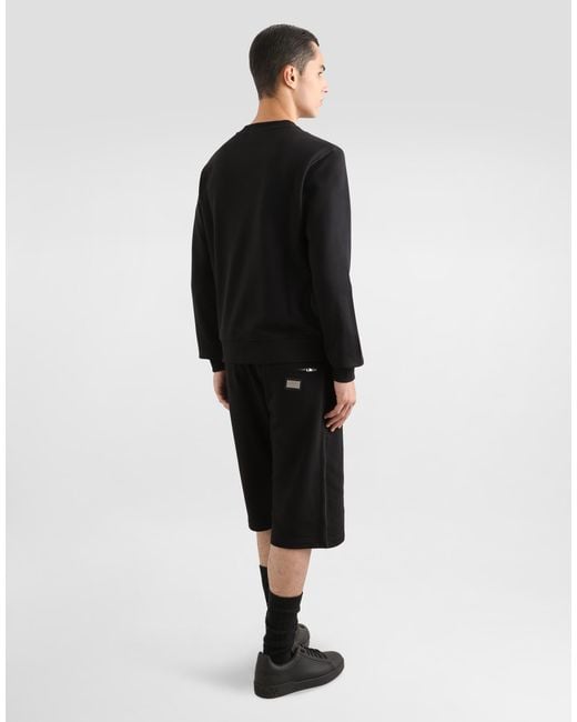 Dolce & Gabbana Black Jersey Jogging Shorts With Logo Tag for men