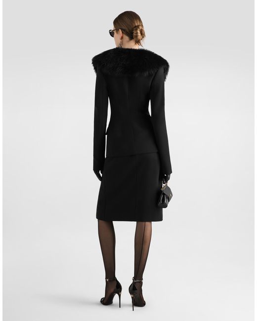 Dolce & Gabbana Black Double Wool Skirt