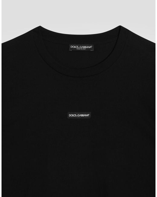 Dolce & Gabbana Black Cotton T-Shirt for men
