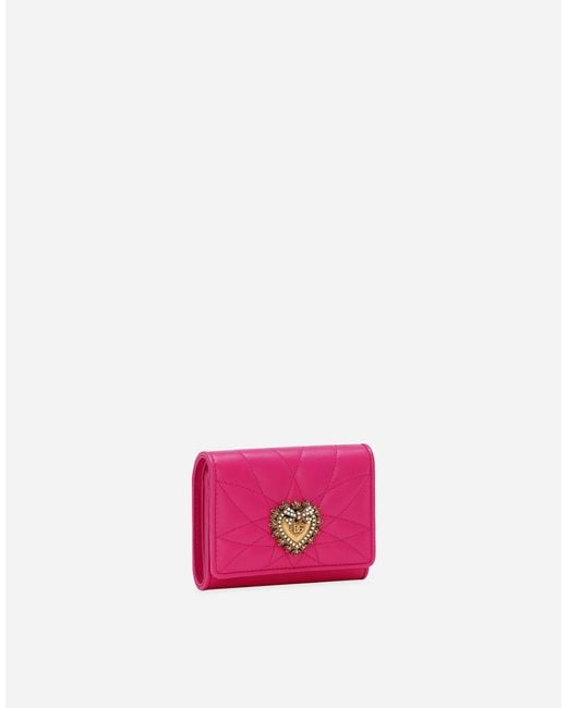 Dolce & Gabbana Pink Small Devotion Leather Wallet