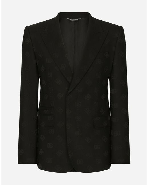 メンズ Dolce & Gabbana シングルブレストブレザー シチリアフィット ウール Dgジャカード Black
