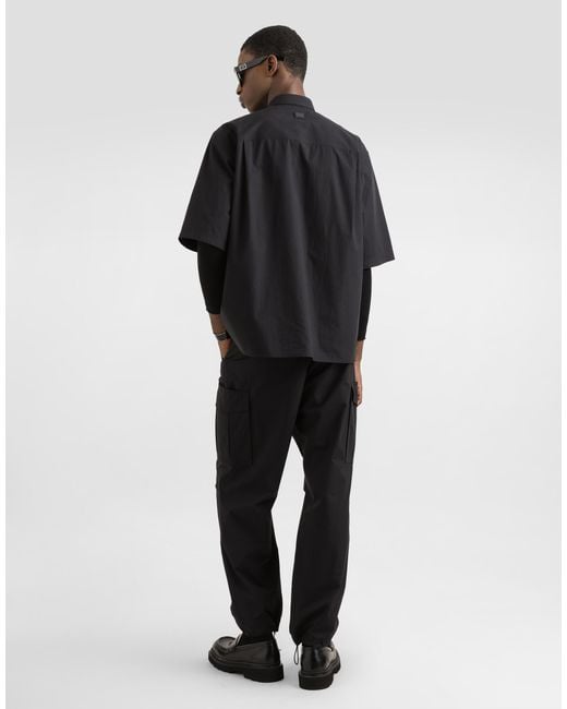 メンズ Dolce & Gabbana ロゴプレート ポプリン シャツ Black