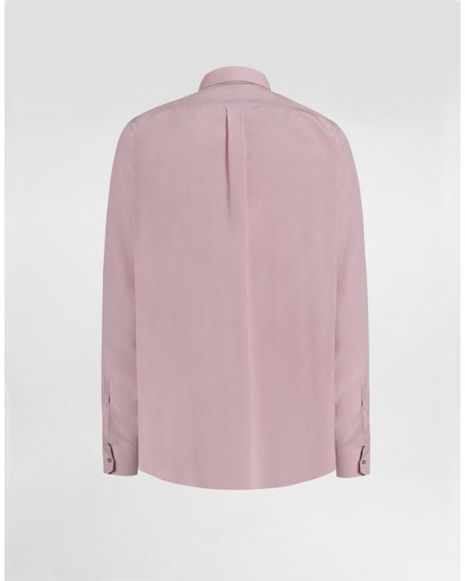 Dolce & Gabbana Pink Silk Crêpe De Chine Shirt for men