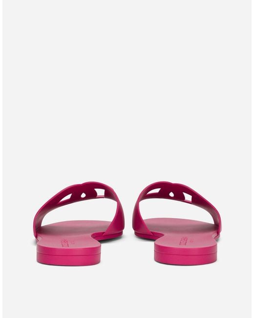Dolce & Gabbana Pink Dg Logo Mini Sandals With Embossed Rubber Sole