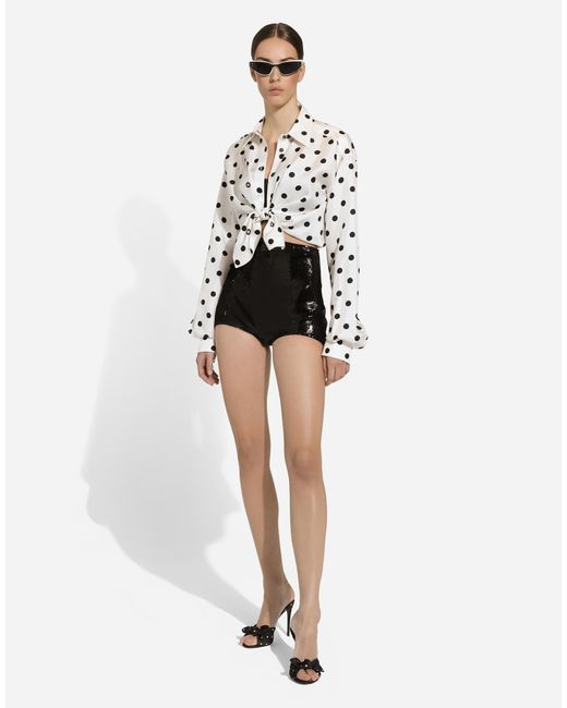 Dolce & Gabbana Black High-Waisted Sequined Briefs