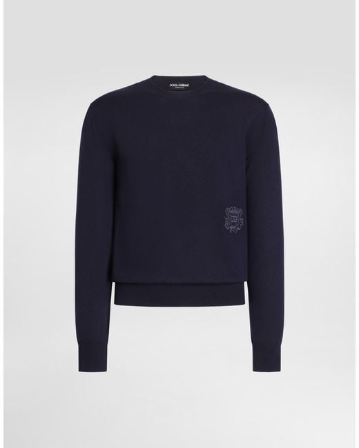 Dolce & Gabbana Blue Virgin Wool Pullover for men
