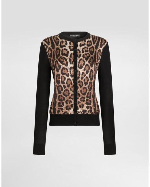 Dolce & Gabbana Black Leo- Wool Cardigan