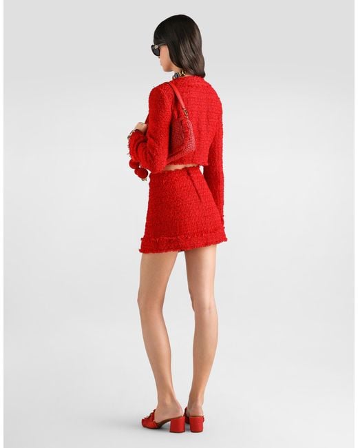 Dolce & Gabbana Red Rachel Tweed Miniskirt