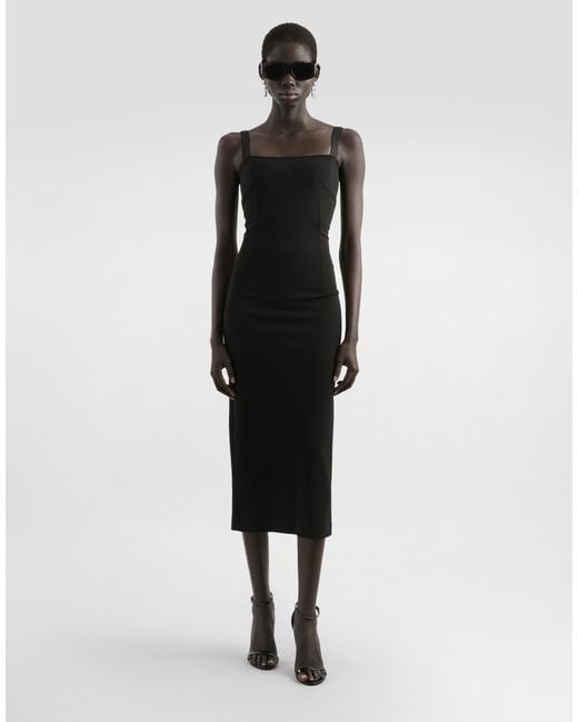 Dolce & Gabbana Black Jersey Milano Rib Sheath Dress
