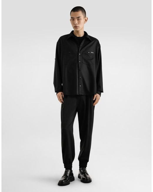 Dolce & Gabbana Black Oversized Flannel Shirt for men