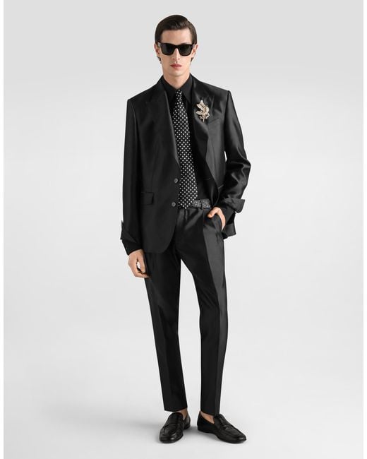 Dolce & Gabbana Black Sicilia Light Single-Breasted Mikado Silk Jacket for men