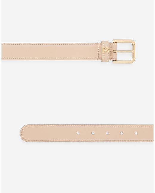 Dolce & Gabbana Natural Logo-Lettering Leather Belt