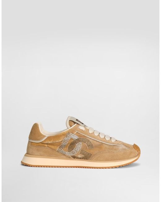 Dolce & Gabbana Natural Mixed-Material Dg Cushion Sneakers