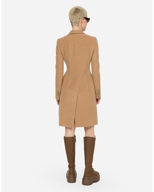 Dolce & Gabbana Natural Single-breasted Wool Coat
